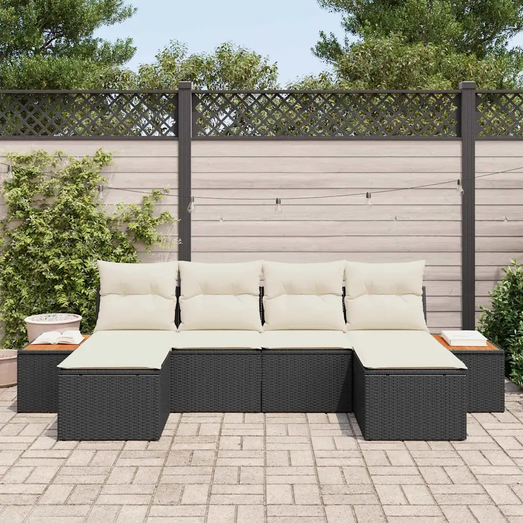 Set Divano da Giardino con cuscino 6 pcs Nero polyrattan 3348138