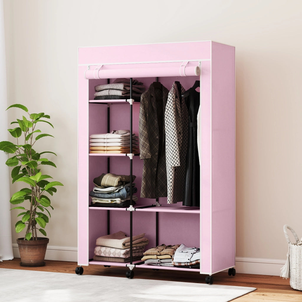 Armadio Portatile con Ruote ¨C zephmum ¨C Rosa 103x43x162.5cm