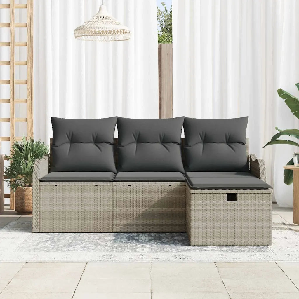 Set Divano da Giardino 4 pcs Grigio chiaro Poly Rattan 3360283