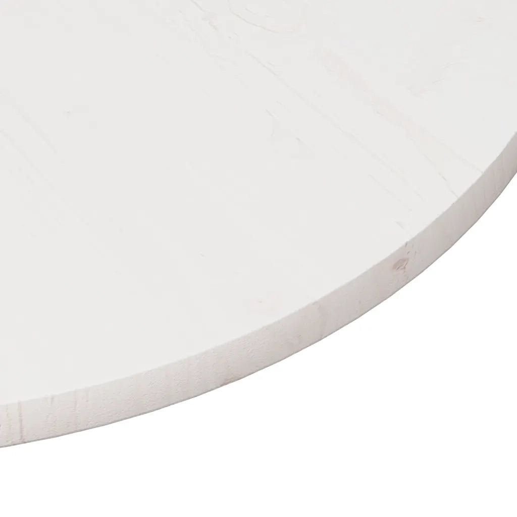 Piano Tavolo Bianco Ø80x2,5 cm in Legno Massello di Pino 813656