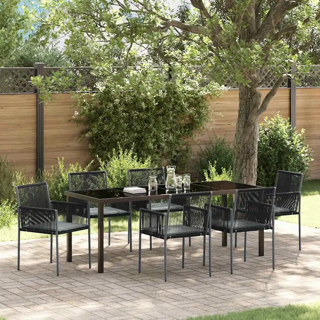 Set da Pranzo per Giardino 7 pcs Nero Rattan in PE 3379112