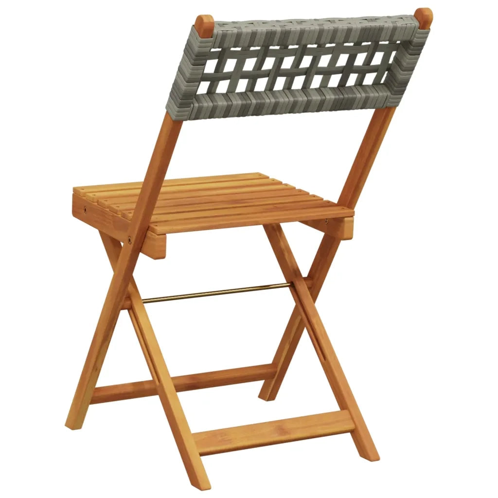 Sedie Giardino Pieghevoli 6 pz | Sedie da Esterno Grigie Polyrattan Legno Massello
