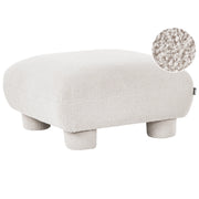 Pouf modulare singolo a profilo ribassato in tessuto bouclé bianco sporco