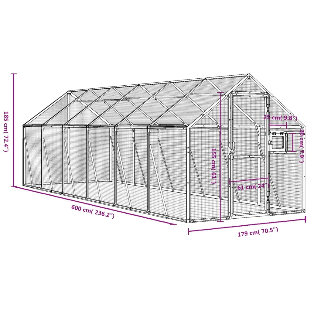 Voliera Antracite 1,79x6x1,85 m in Alluminio 3155804