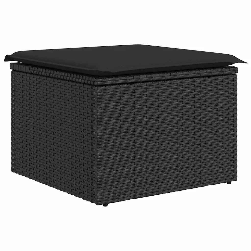 Set Divano da Giardino con cuscino 7 pcs Nero Poly Rattan