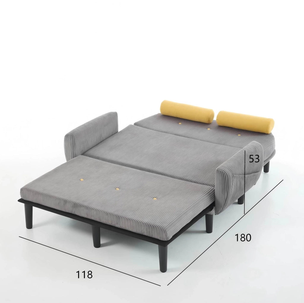 Divano multiforme 133.5x77x85 cm reclinabile in velluto grigio