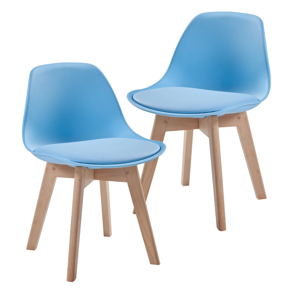 Set di 2 sedie per bambini rivestite in similpelle PU legno di faggio azzurro cielo 03_0010574