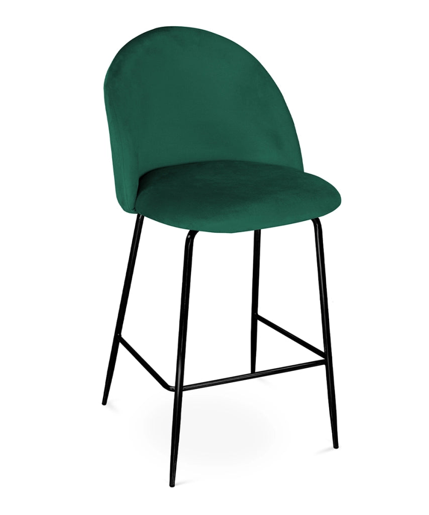 Sgabello cucina imbottito, sgabello alto in velluto verde scuro piede nero – Nicole - SG30NIPN