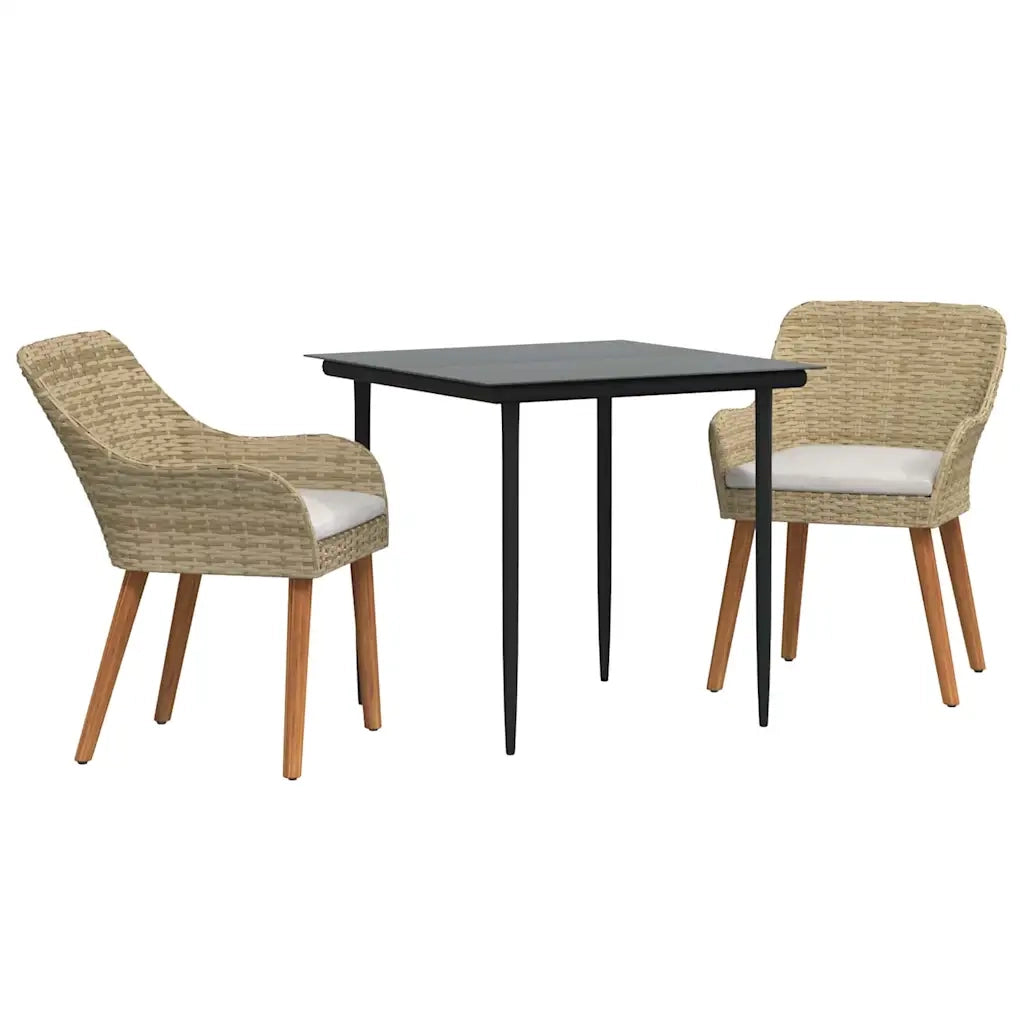 Set da Pranzo per Giardino con cuscino 3 pcs Beige polyrattan 3261691