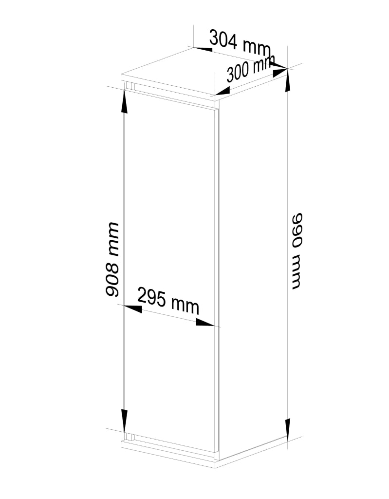 Armadietto a parete con ante strette AKORD W30 Bianca 30 cm 1 anta 30x30x99 cm