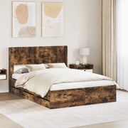 Struttura del letto con stoccaggio e testata Rovere Fumo 3414315