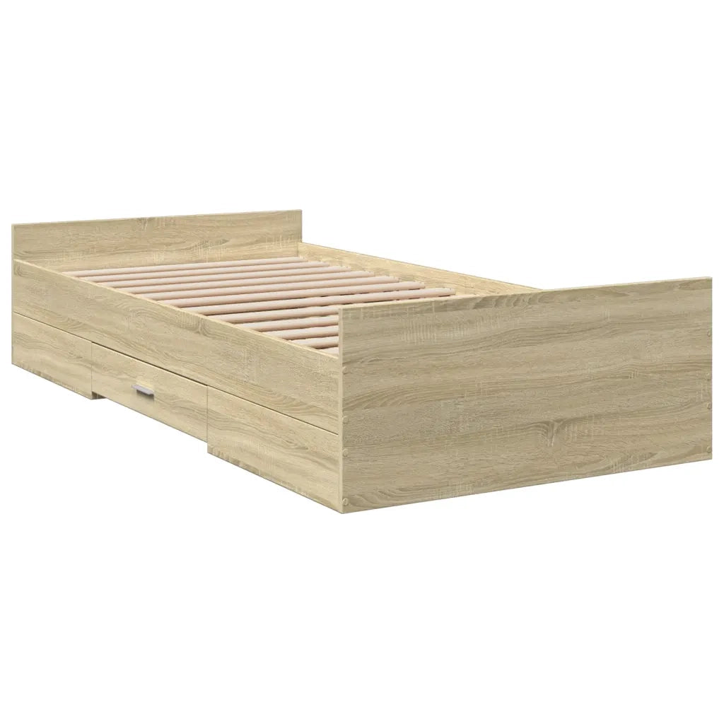Giroletto Cassetti-Struttura Letto con contenitore Rovere Sonoma 75x190 cm Legno Multistrato 362298