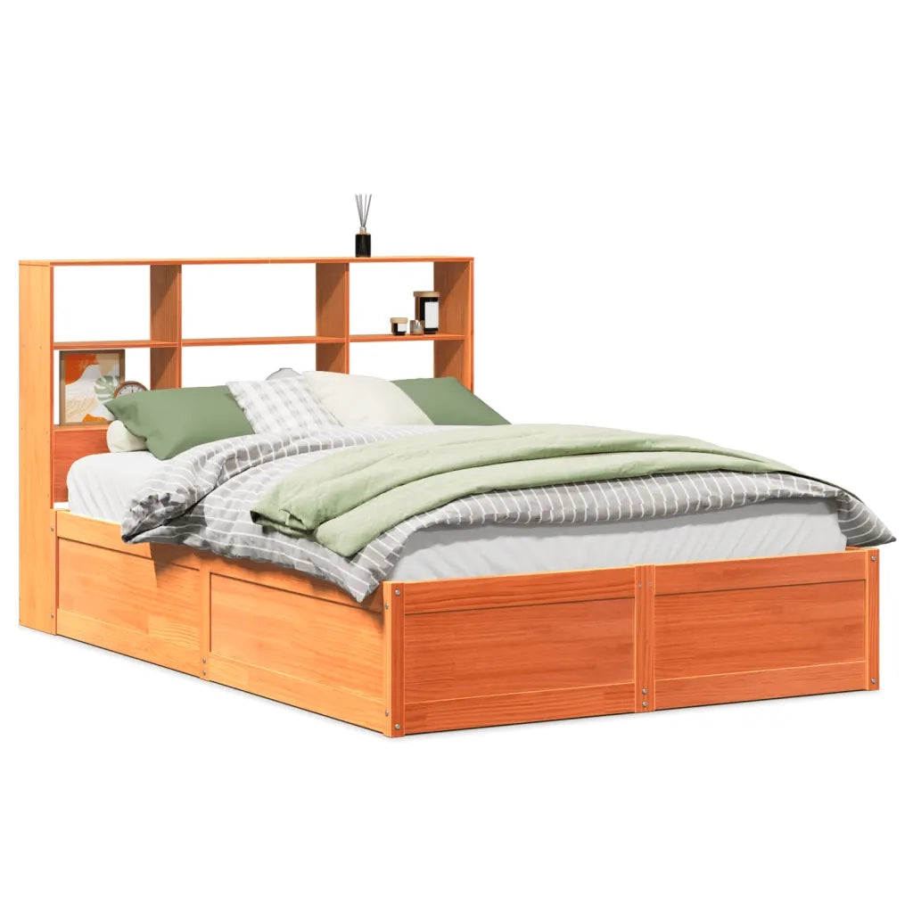 Giroletto senza Materasso-Struttura Letto Marrone Cera 150x200 cm Legno di Pino 346383