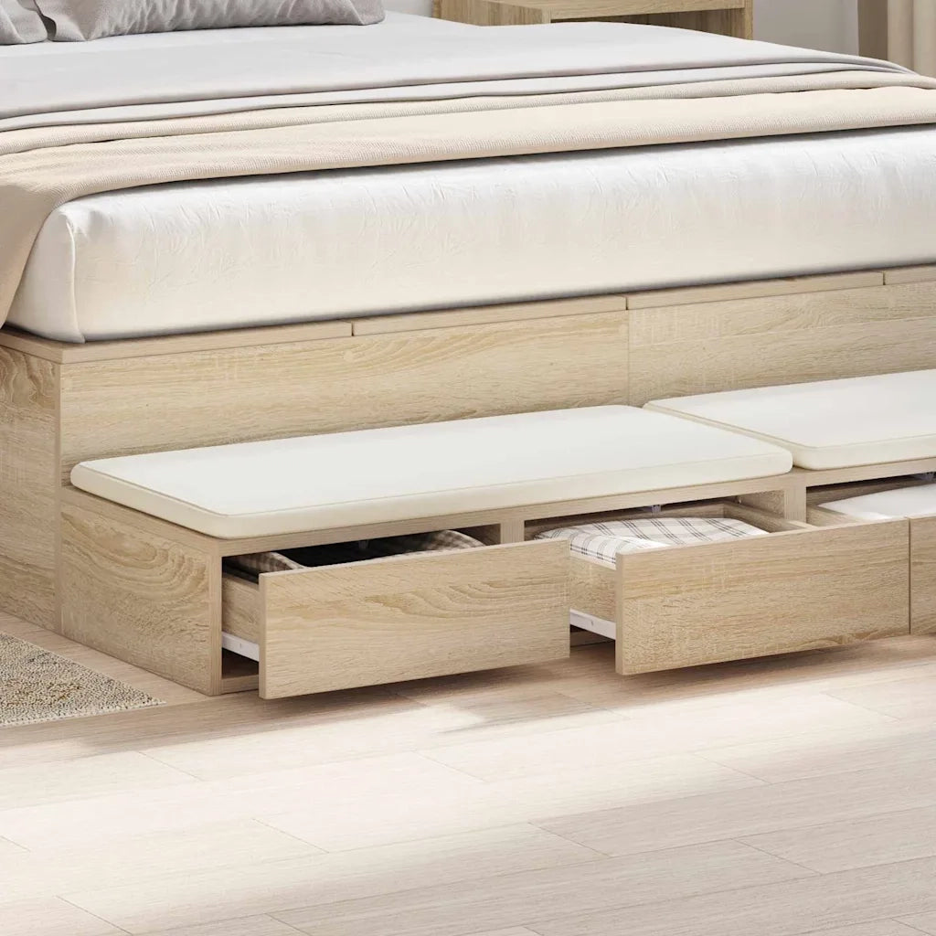 Cassetti per letto | Comodino | Armadio da Notte | Mobiletto da notte Rovere Sonoma 140 x 36,5 x 16,5 cm
