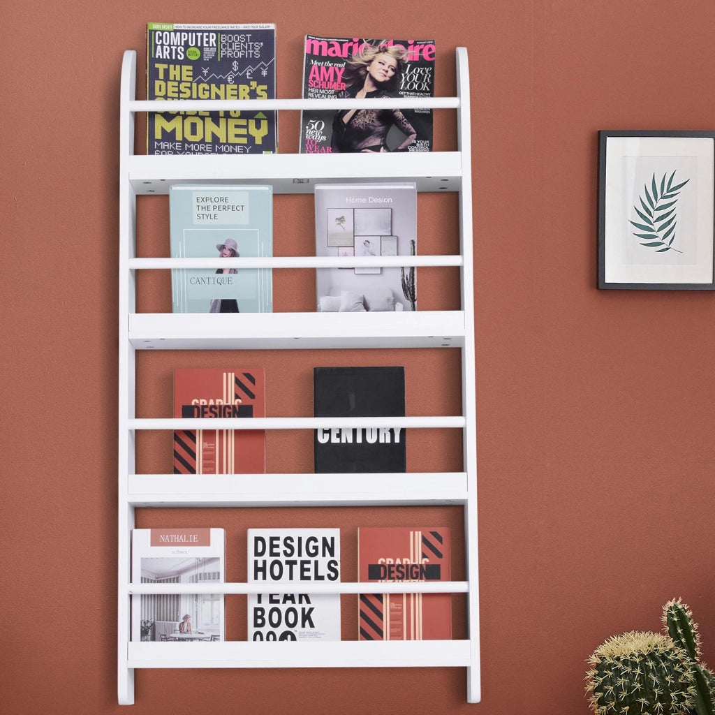 Libreria a Muro 4 Ripiani ¨C Xylo ¨C Bianco 59x12x113cm