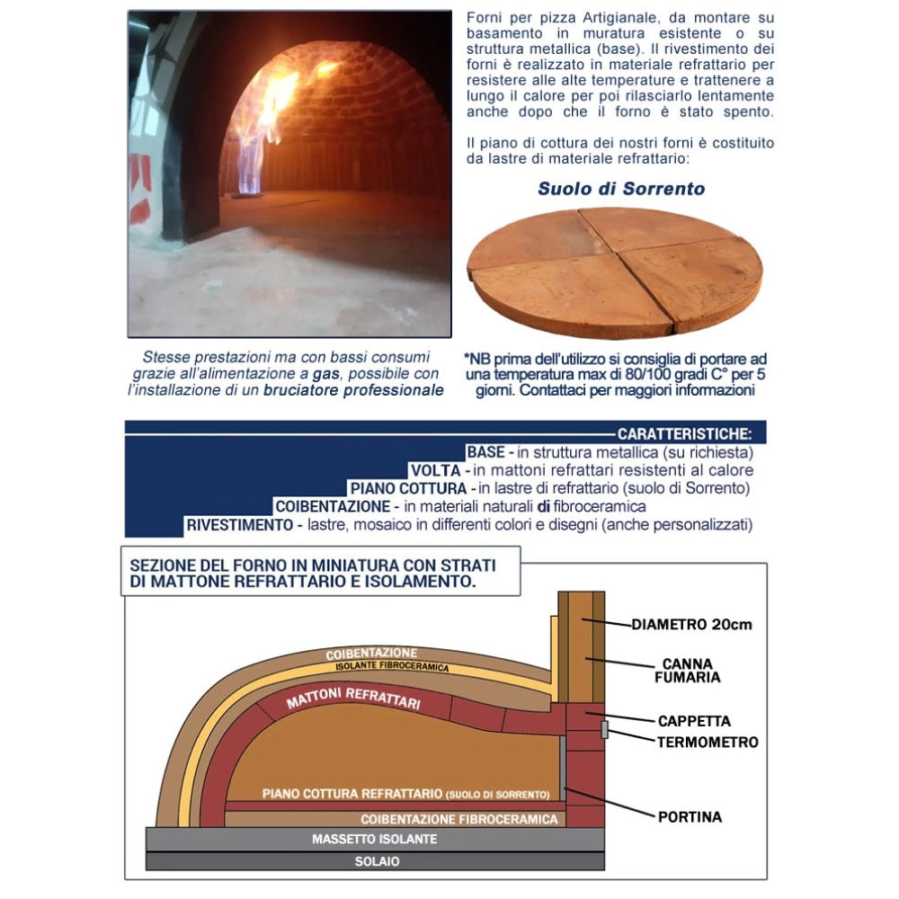 Forno legna artigianale linea vietri rivestimento mosaico resistente *** misura Ø 120 cm, confezione 1
