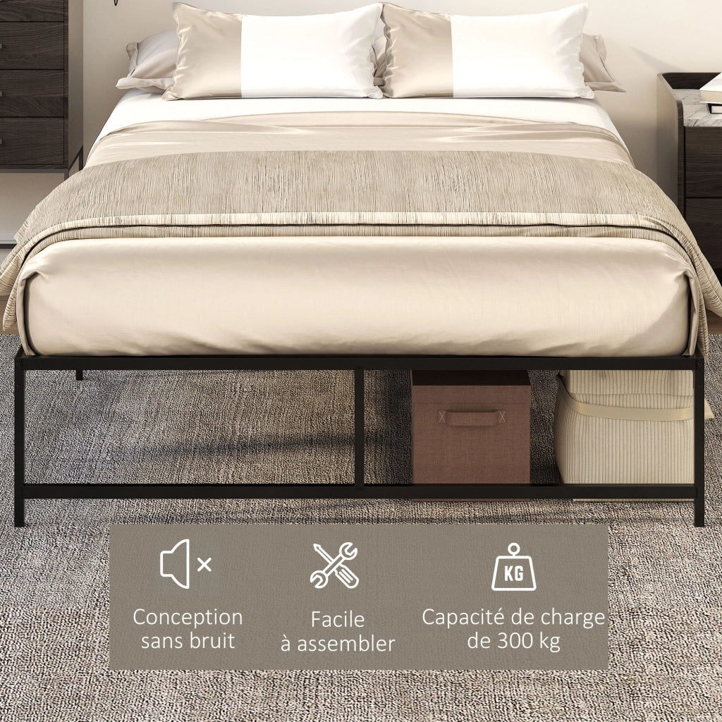 Letto Matrimoniale Contenitore con Rete a Doghe ¨C Minimal ¨C Nero Acciaio 140x190