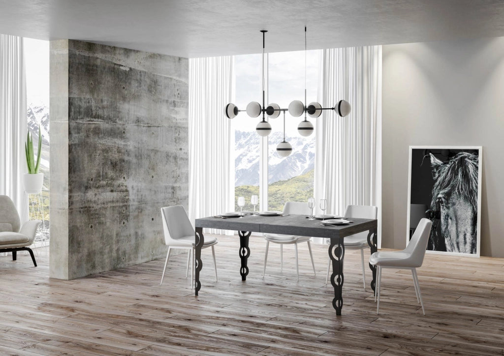 Tavolo allungabile 90x200/304 cm Karayan Premium cemento telaio Antracite