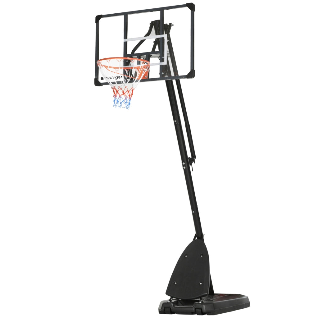 Canestro Basket Regolabile ¨C Xylo ¨C Acciaio con Tabellone e Ruote 107x70cm Nero Rosso