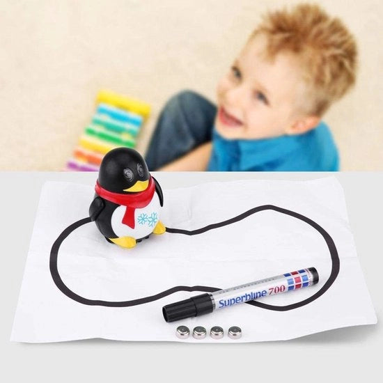 Giocattolo educativo automatico trainabile in linea - sensoriale giocattolo per bambini - disegno pinguino - plastica - dimensioni 7x6,5x8,5 cm - robot segui linea
