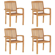 Sedie da Giardino Impilabili 4 pz con Cuscini Massello di Teak 3073213