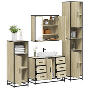 Set Mobili da Bagno 4 pz Rovere Sonoma in Legno Multistrato 3301201