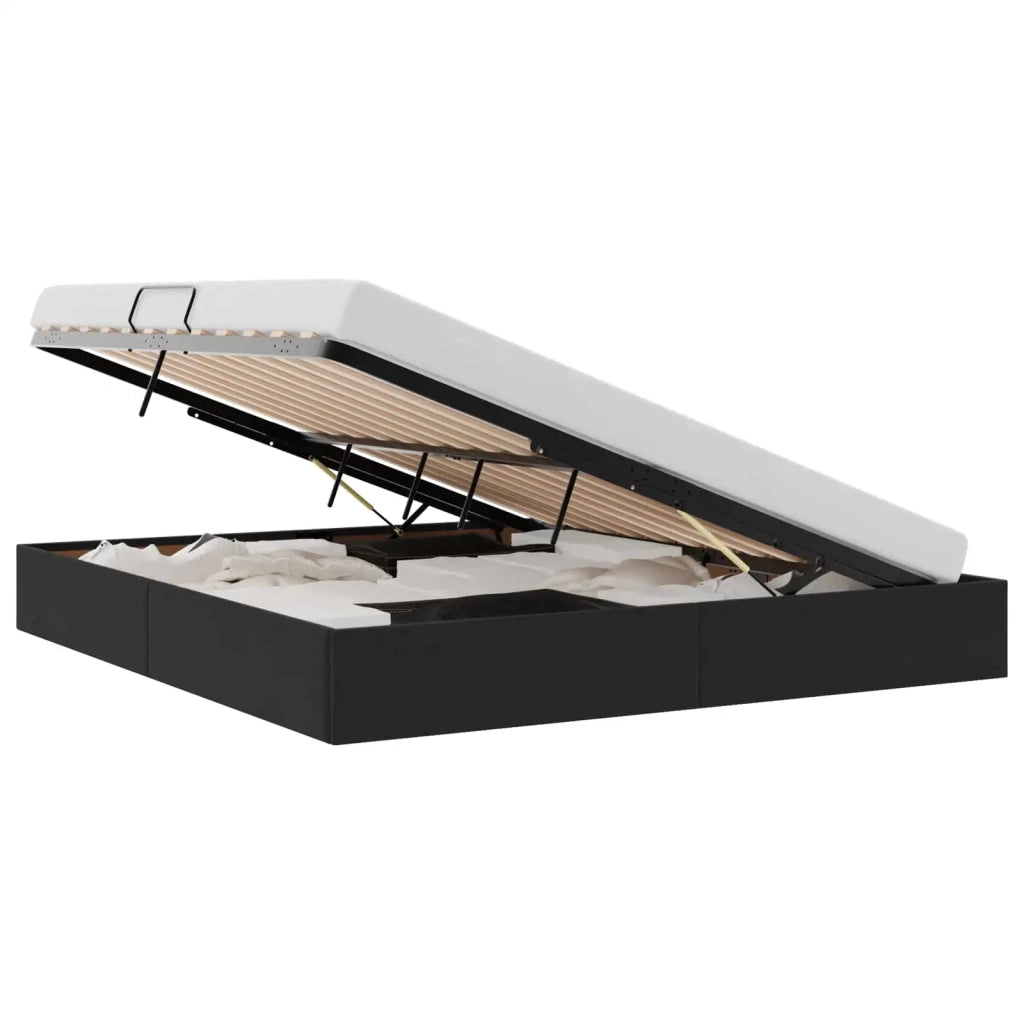 Letto matrimoniale | Letto per adulti | Letto ottomano con archiviazione Nero 180 x 200 cm Velluto