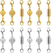 12 pezzi di chiusura magnetica per gioielli - 6 stili per collane e bracciali (argento e oro)