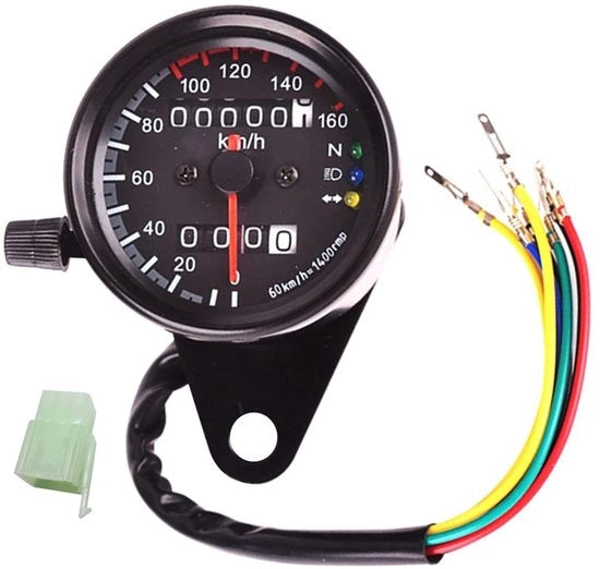Contachilometri per Motocicletta - Tacometro - Illuminazione LED - Acciaio Inossidabile - Montaggio Universale - Diametro 6,5 cm