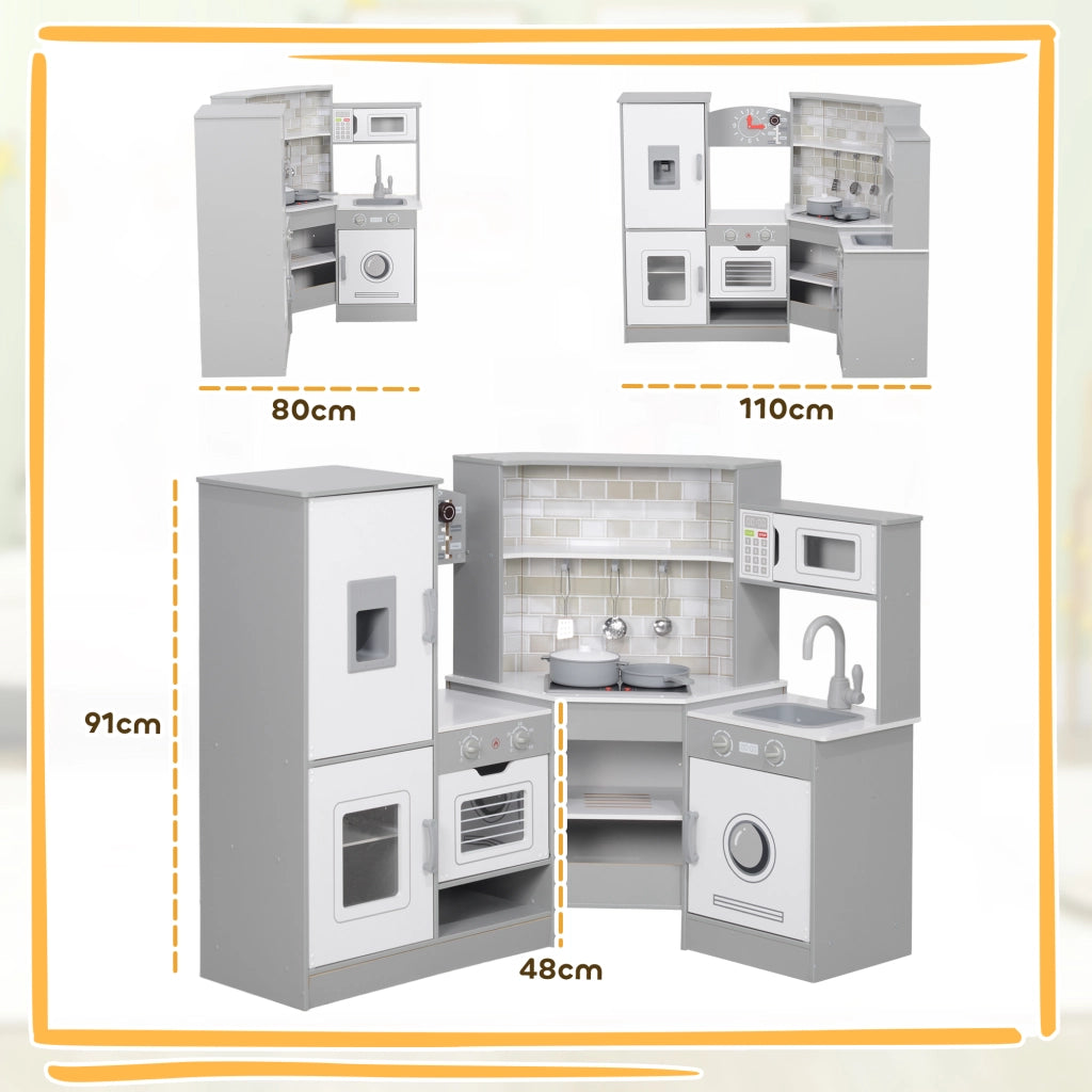 Casetta da Cucina Gioco Bambini con Accessori ¨C Zephmum ¨C Grigio