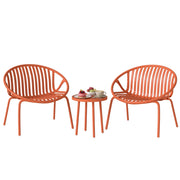 Set salotto giardino 3 pezzi tavolo basso acciaio polipropilene ¨C Xylo ¨C rosso mattone 80x70x75cm