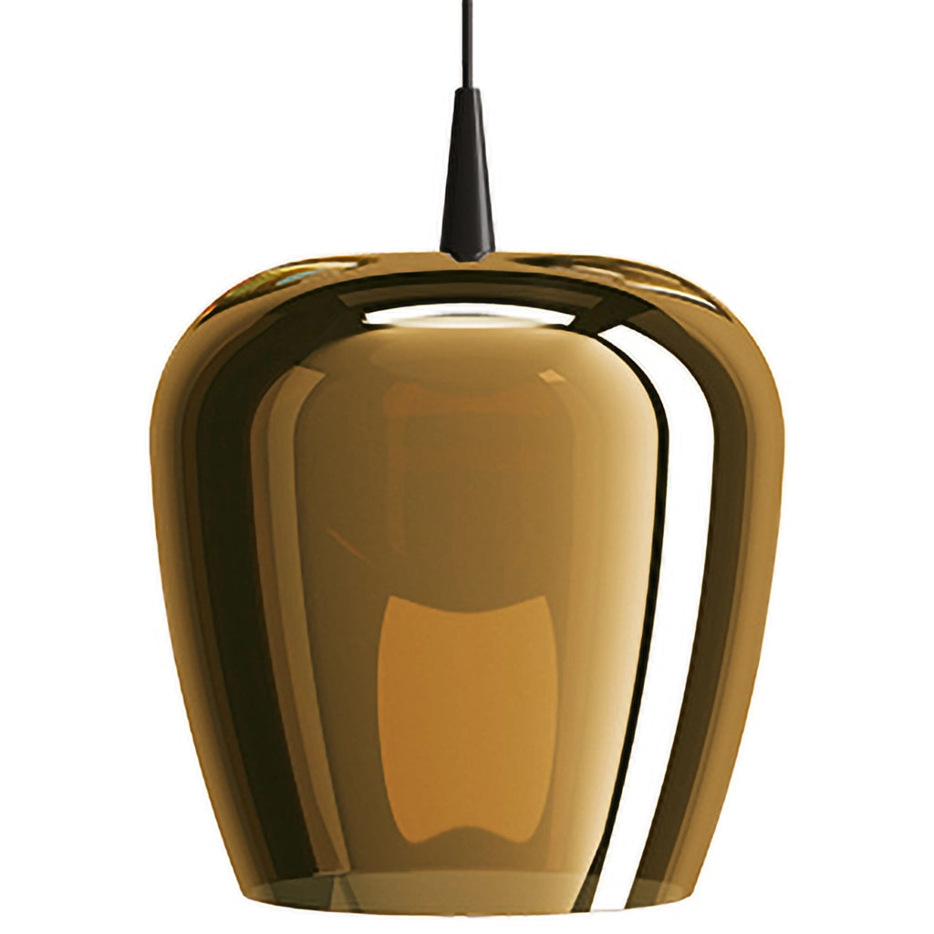 Zafferano Lampada a sospensione Bilia 230V LED 8W in vetro borosilicato soffiato a bocca, design a campana, finitura Nero e Bronzo, diametro 27 cm
