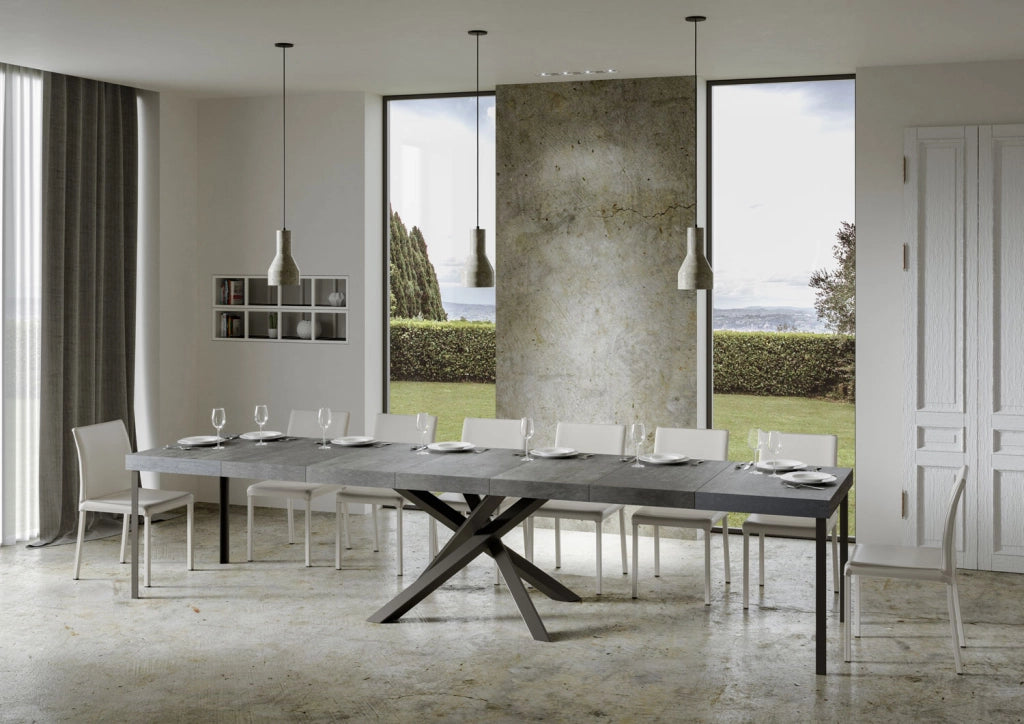 Tavolo allungabile 90x140/400 cm Volta Premium cemento telaio Antracite