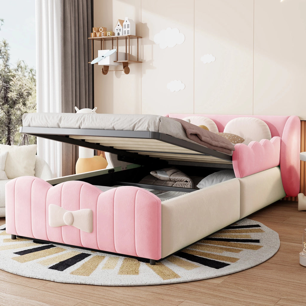 letto per bambini velluto rosa 90 x 200 cm