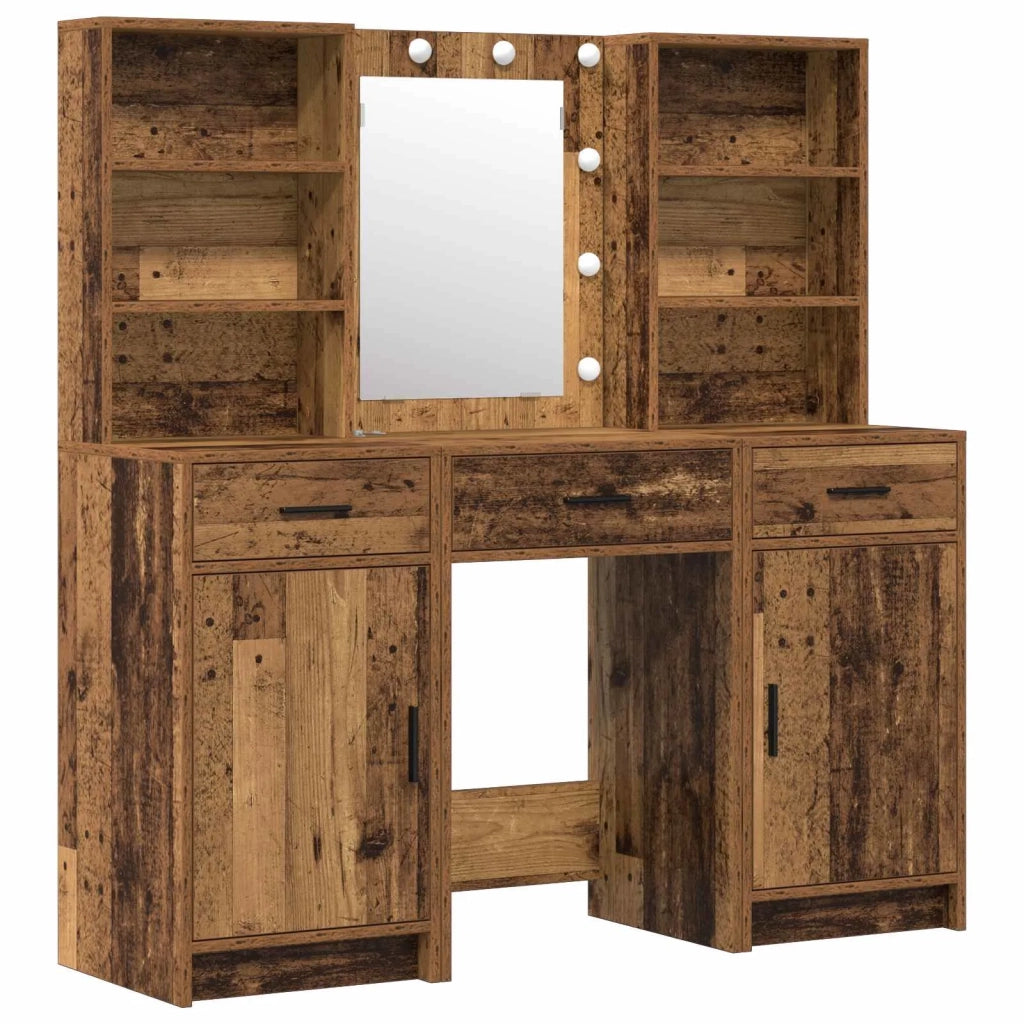 Set da tavolo da trucco con LED con porta 3 pcs Legno vecchio 3334297