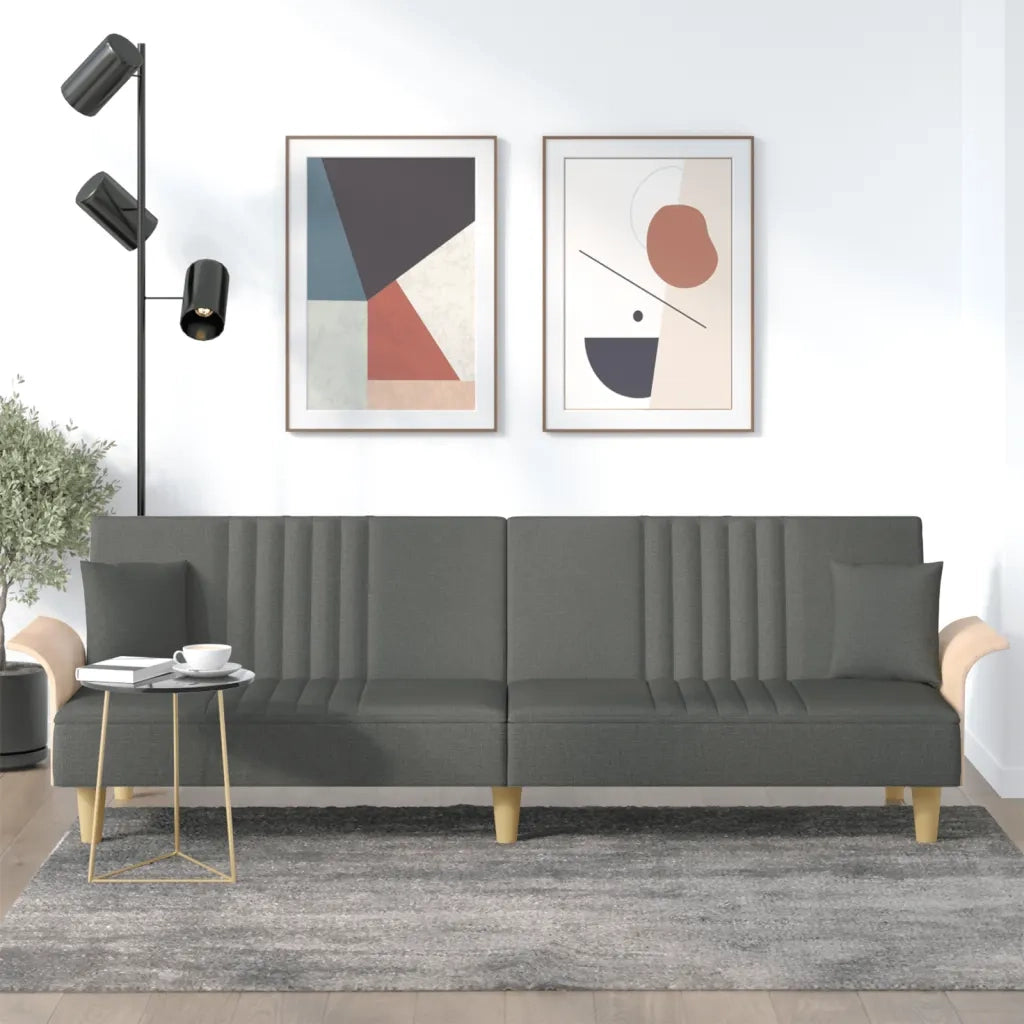 Divano letto | Sof¨¤ letto | Letto singolo con Braccioli Grigio Scuro in Tessuto