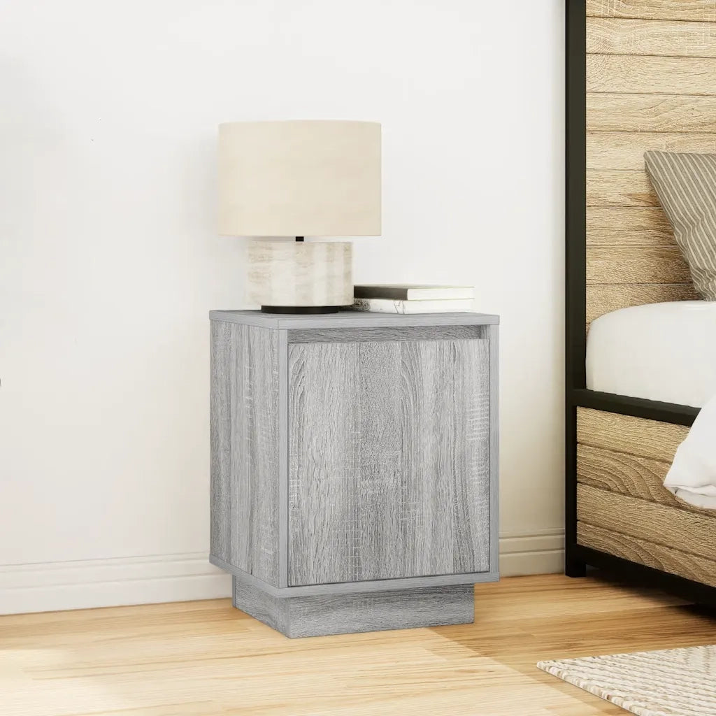 Comodino con Luci LED Grigio Sonoma 38x34x50 cm 861275