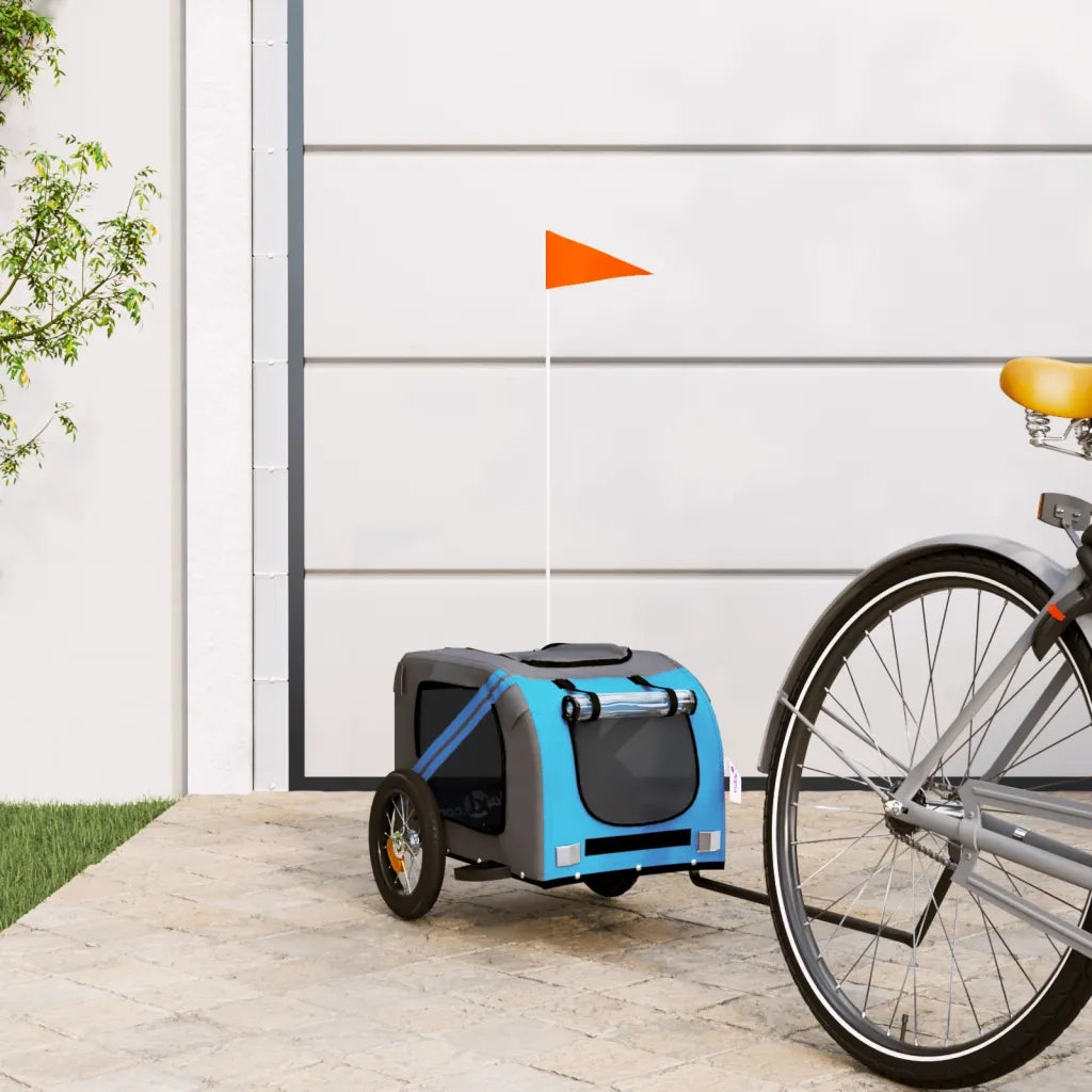 Rimorchio da Bici per Animali Blu e Grigio Oxford e Ferro 93869