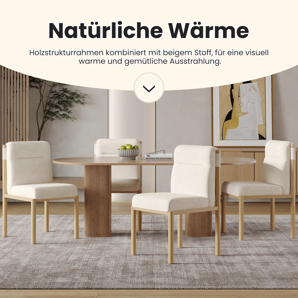 Sedie da pranzo 6 pezzi con seduta imbottita e schienale, struttura in metallo e rivestimento in sherpa beige