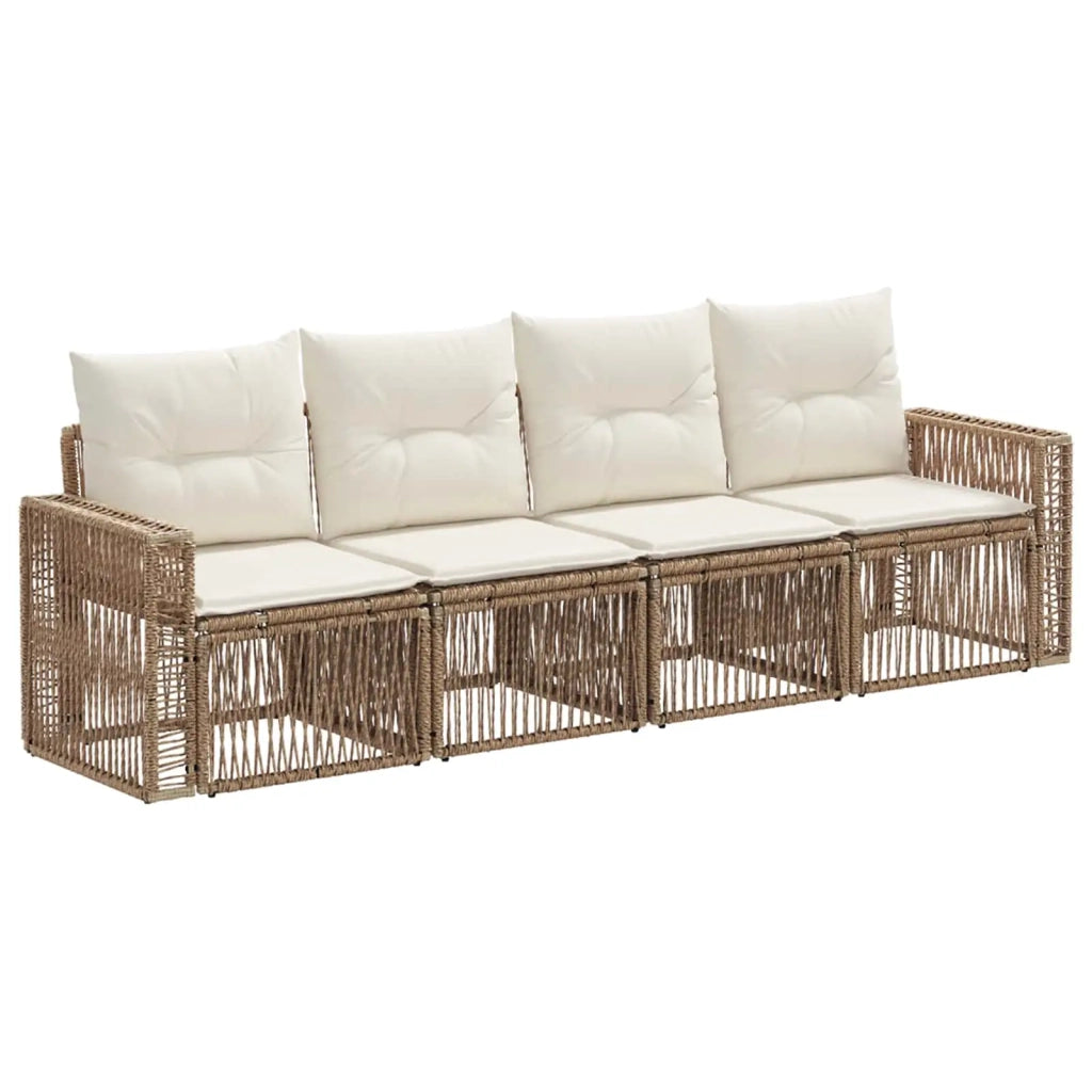 Set Divano da Giardino 4 pz Beige e Bianco Crema polyrattan 3435048