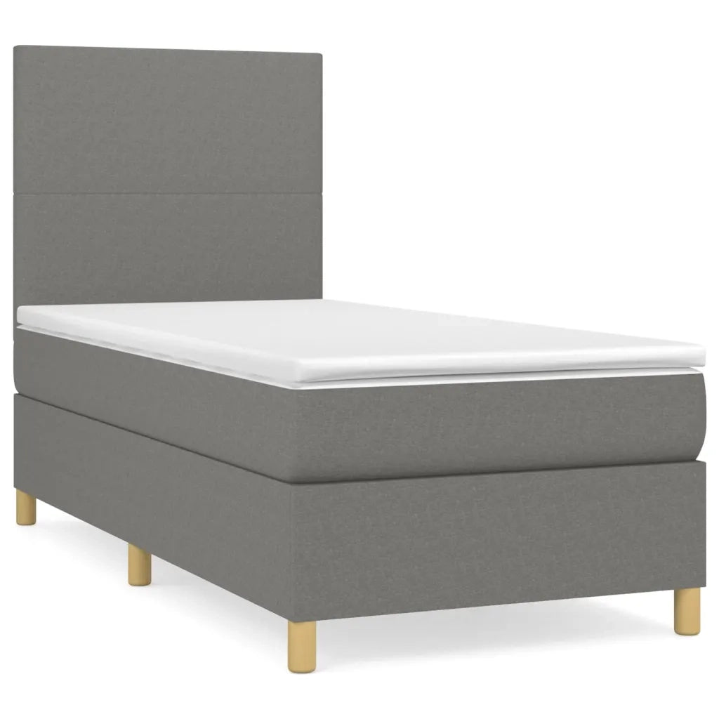 Giroletto a Molle con Materasso-Struttura Letto Grigio Scuro 100x200 cm Tessuto 190738
