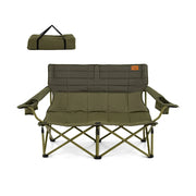 Sedia da campeggio a 2 posti 147 x 69 x 82 cm seduta imbottita e braccioli regolabili in tessuto Oxford verde 20_0011149