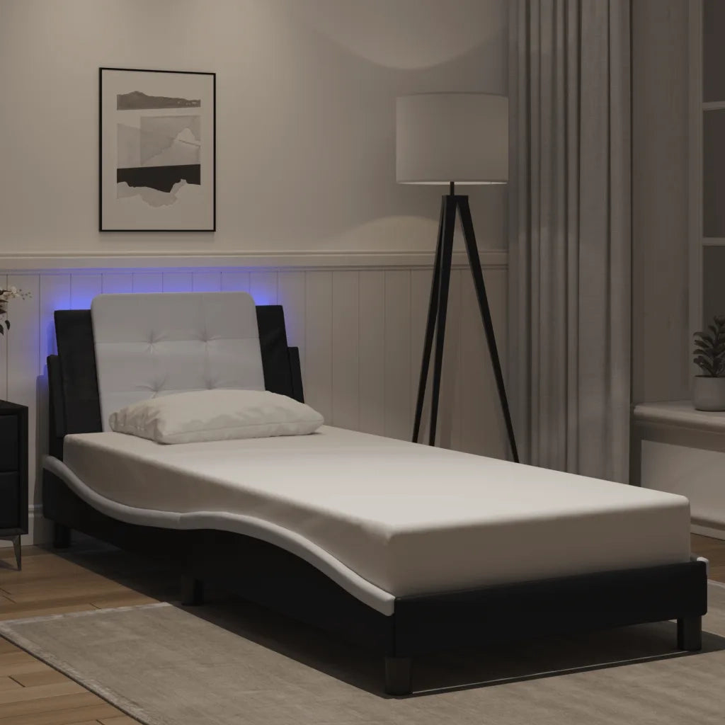 Giroletto con LED senza Materasso Zadar Nero e Bianco 90x190 cm 3214080