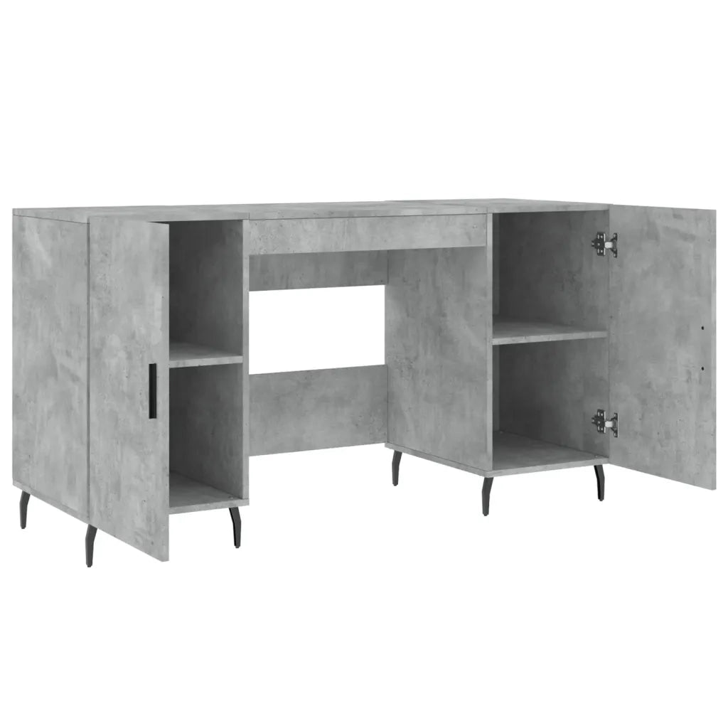 Scrivania | Tavolo da Ufficio Grigio Cemento 140x50x75 cm in Legno Multistrato