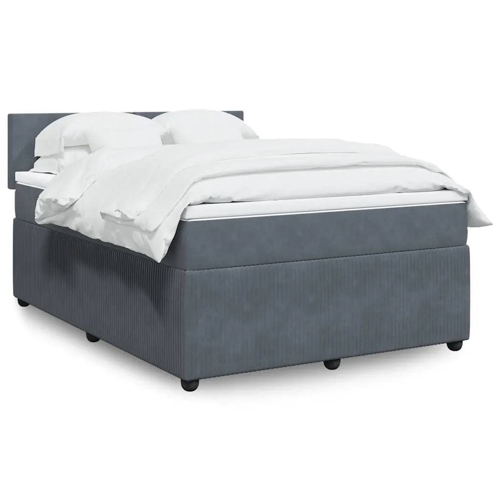 Giroletto a Molle con Materasso Grigio Scuro 140x200 cm Velluto