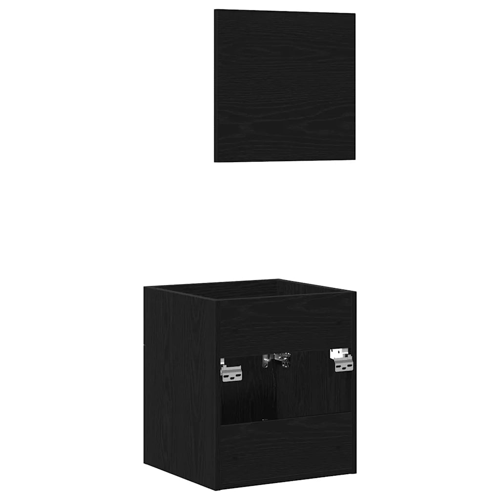 Set Mobili da Bagno 2 pz Rovere Nero in Legno Multistrato 862038