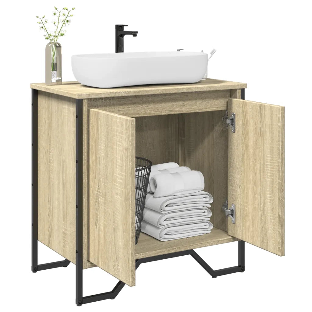 Mobile Lavabo Bagno-Armadietto da bagno Rovere Sonoma 60x35x60 cm in Truciolato