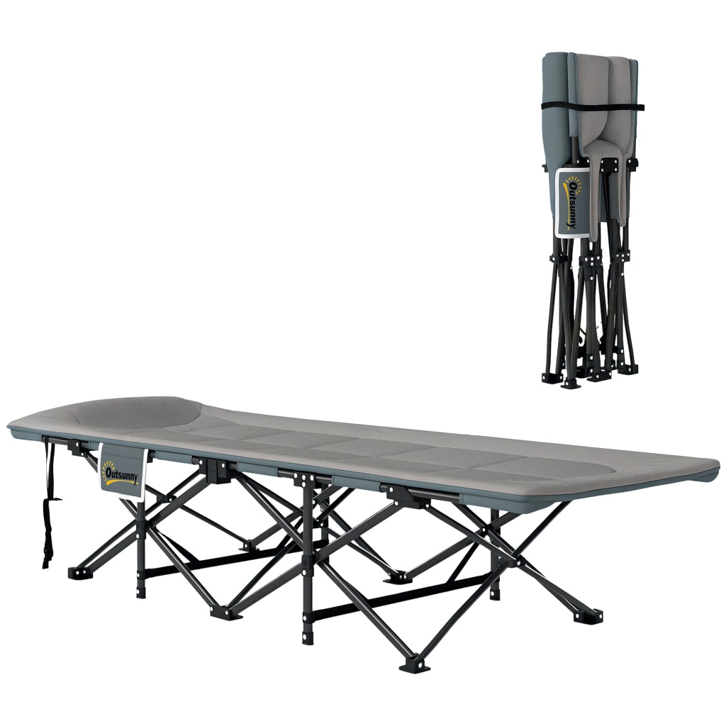 Letto da campeggio pieghevole con cuscino e testiera ¨C zephmum ¨C 187x67x37 cm grigio