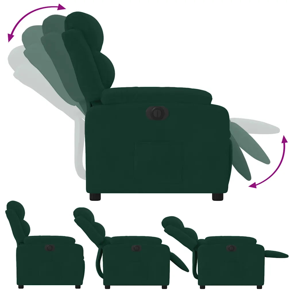 Poltrona | Sedia Relax Elettrica Reclinabile Verde Scuro in Vera Pelle