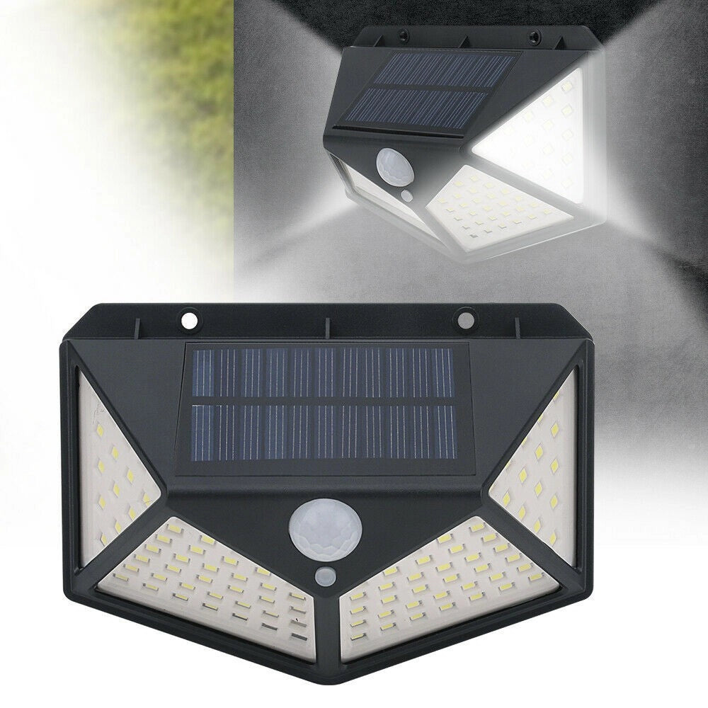 Trade Shop - Lampada Luce Faretto Faro Esterno Energia Solare 100 Led Sensore Movimento -
